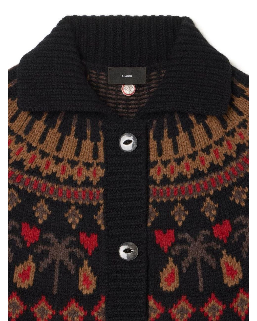 Alanui Black Geometric Shawl Neck Cardigan