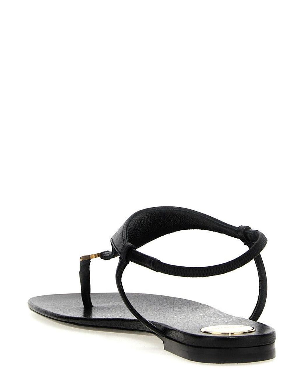 Saint Laurent Black Leather Sandals