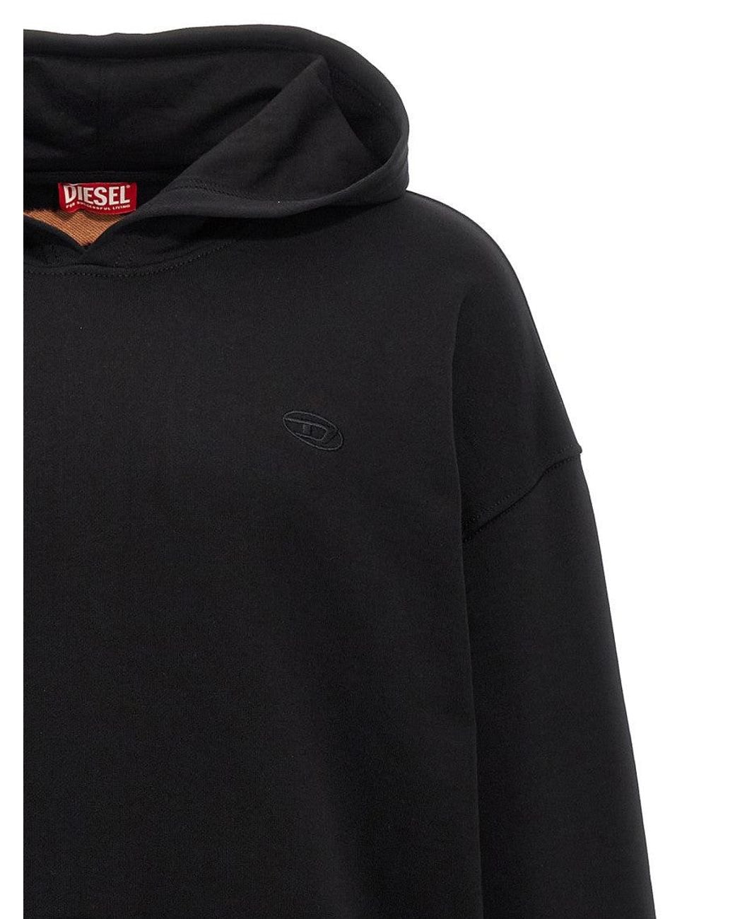 DIESEL Black S-Boxt-Hood-Bleach Hoodie for men