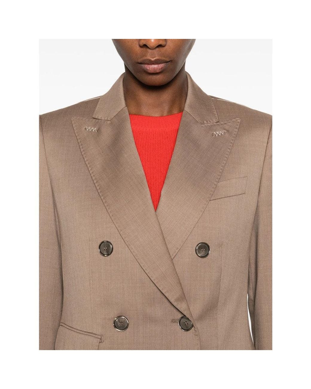 Max Mara Brown Solid Notched Lapel Blazer