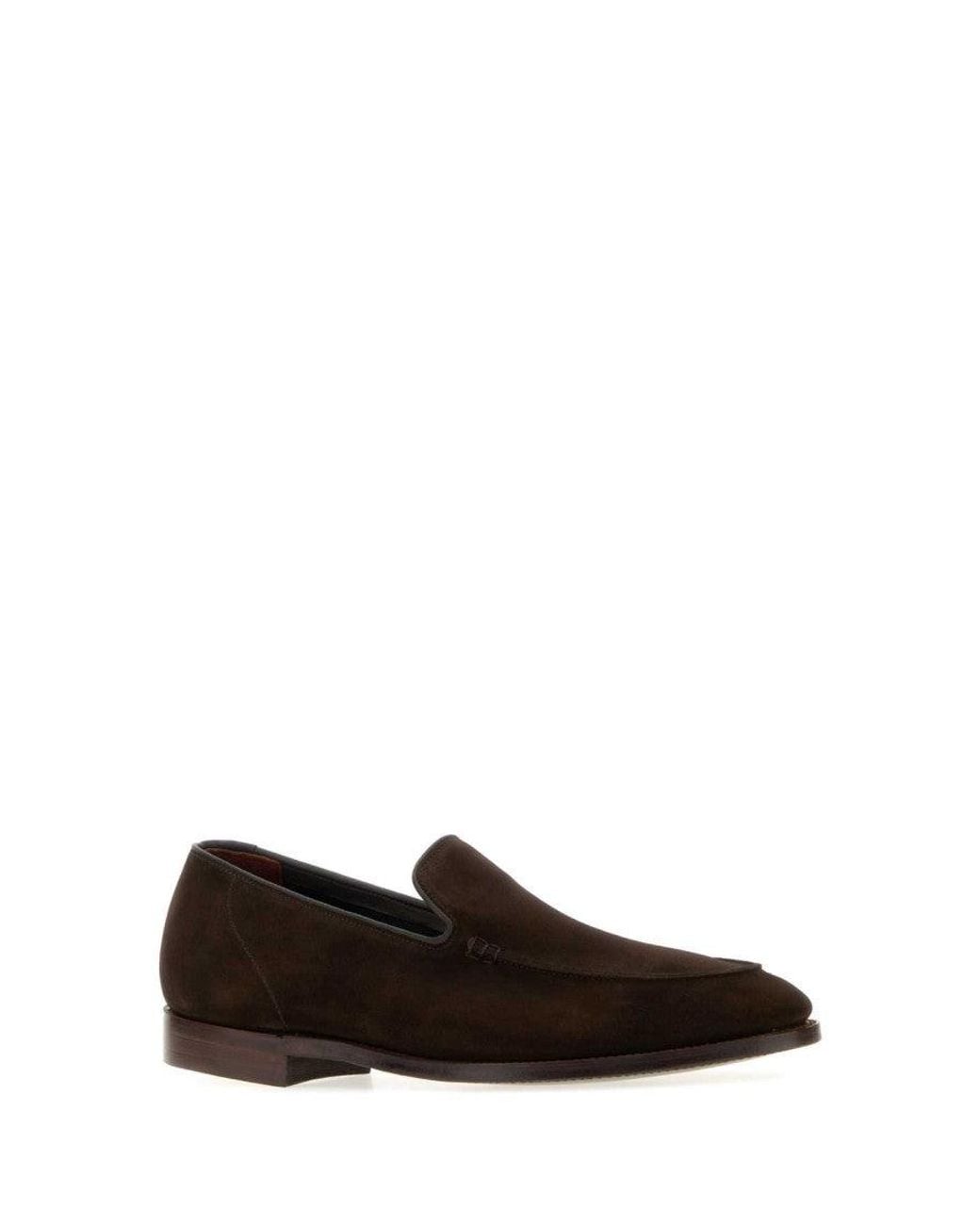 Crockett and Jones Brown Suede Loafers for men
