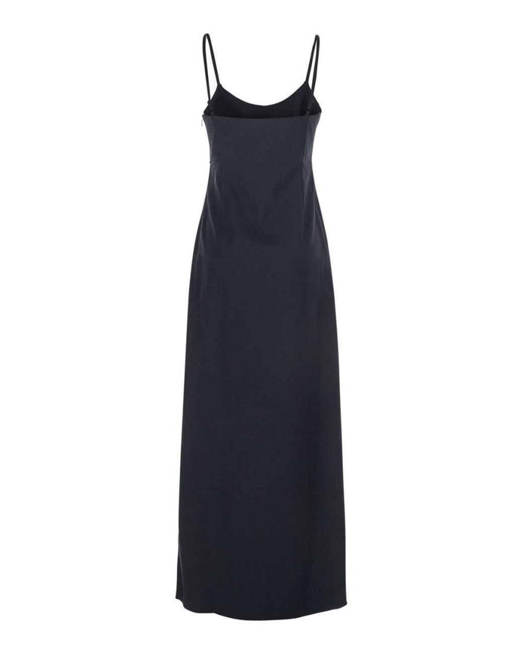 Coperni Blue Long Dress With Thin Straps And Side Logo Plaque