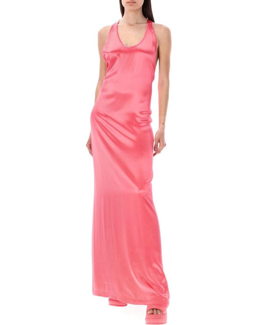 Fendi Pink Satin Long Dress