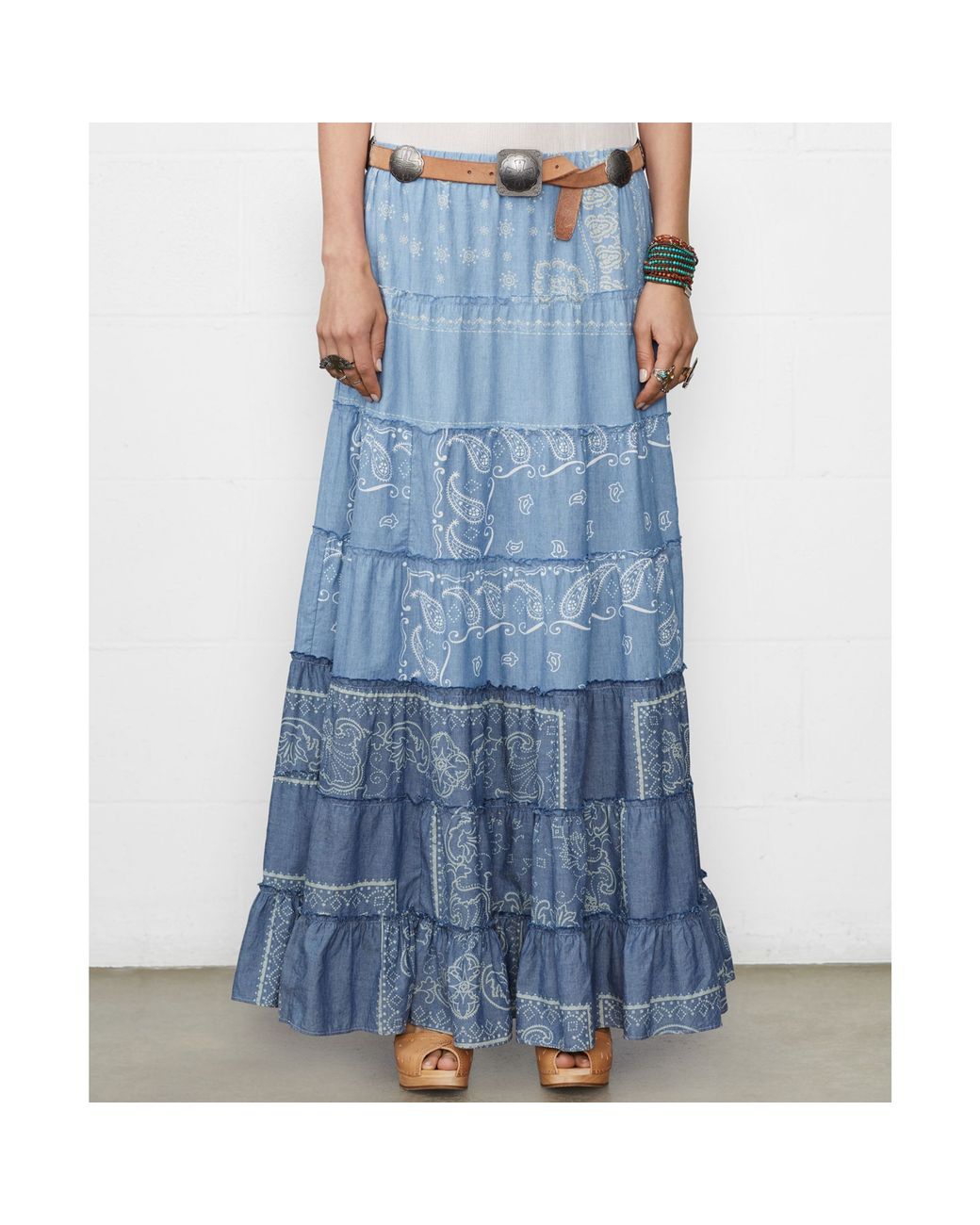 Ralph lauren tiered maxi skirt Clearance