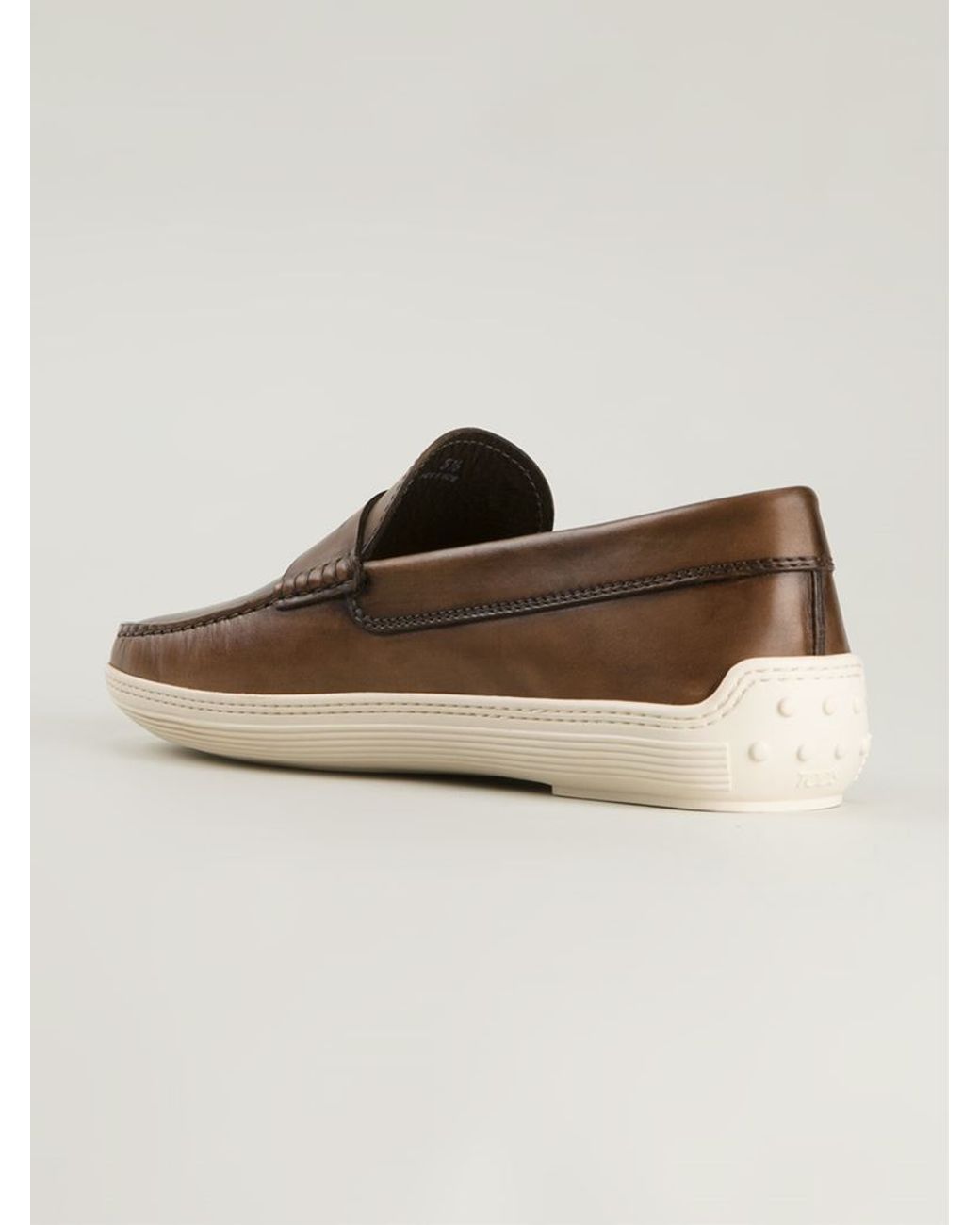 Tod s Rubber Sole Penny Loafers in Brown for Men Lyst