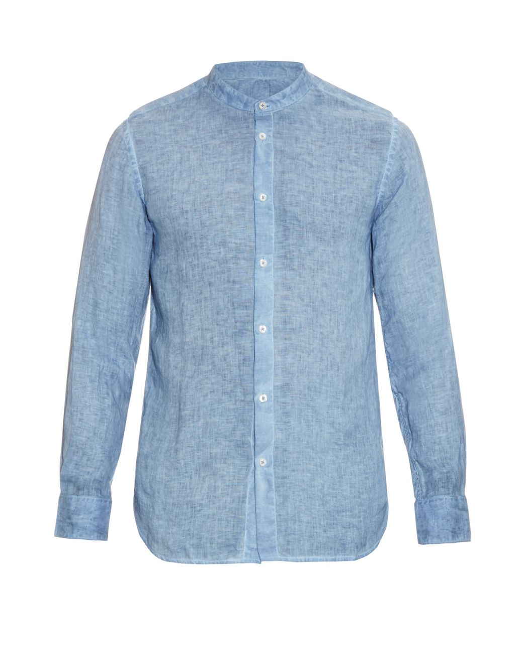 120% Lino Collarless Linen Shirt in Blue for Men | Lyst