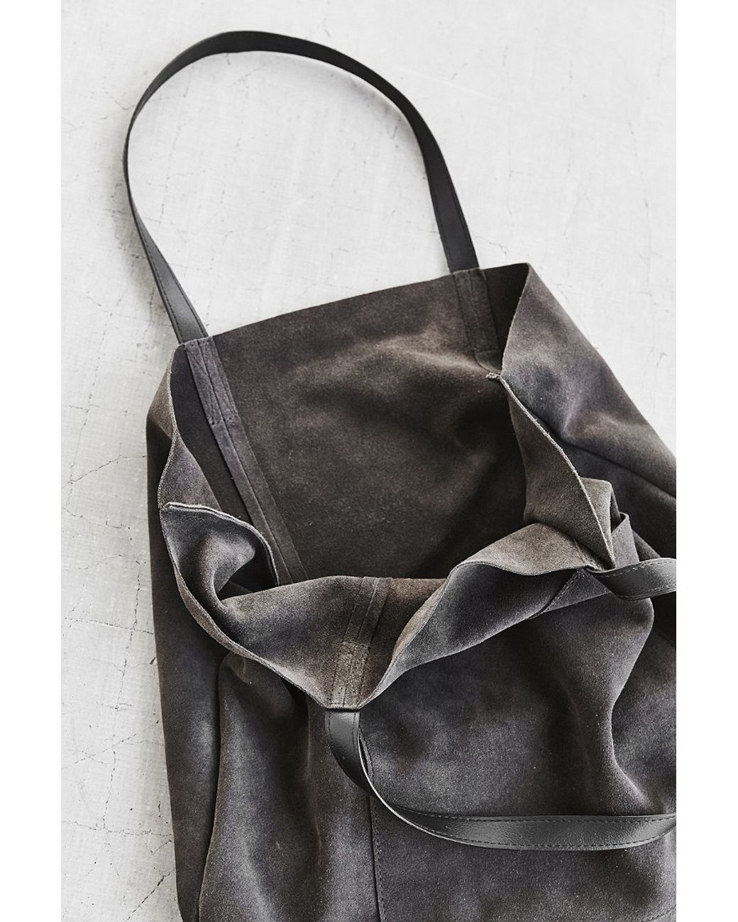 grey suede tote