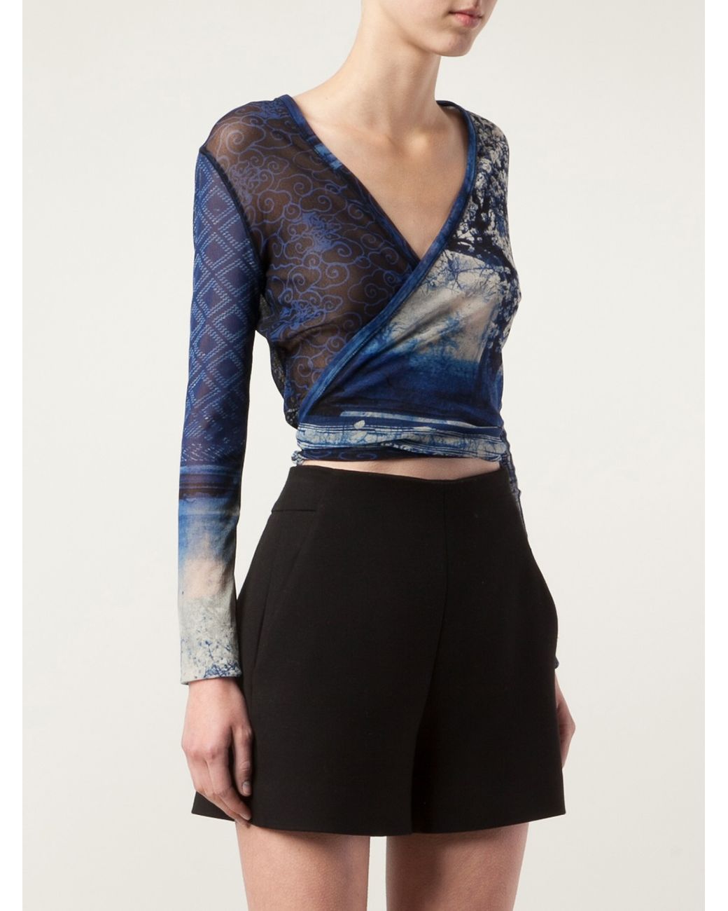 Jean Paul Gaultier Wrap Shirt in Blue | Lyst