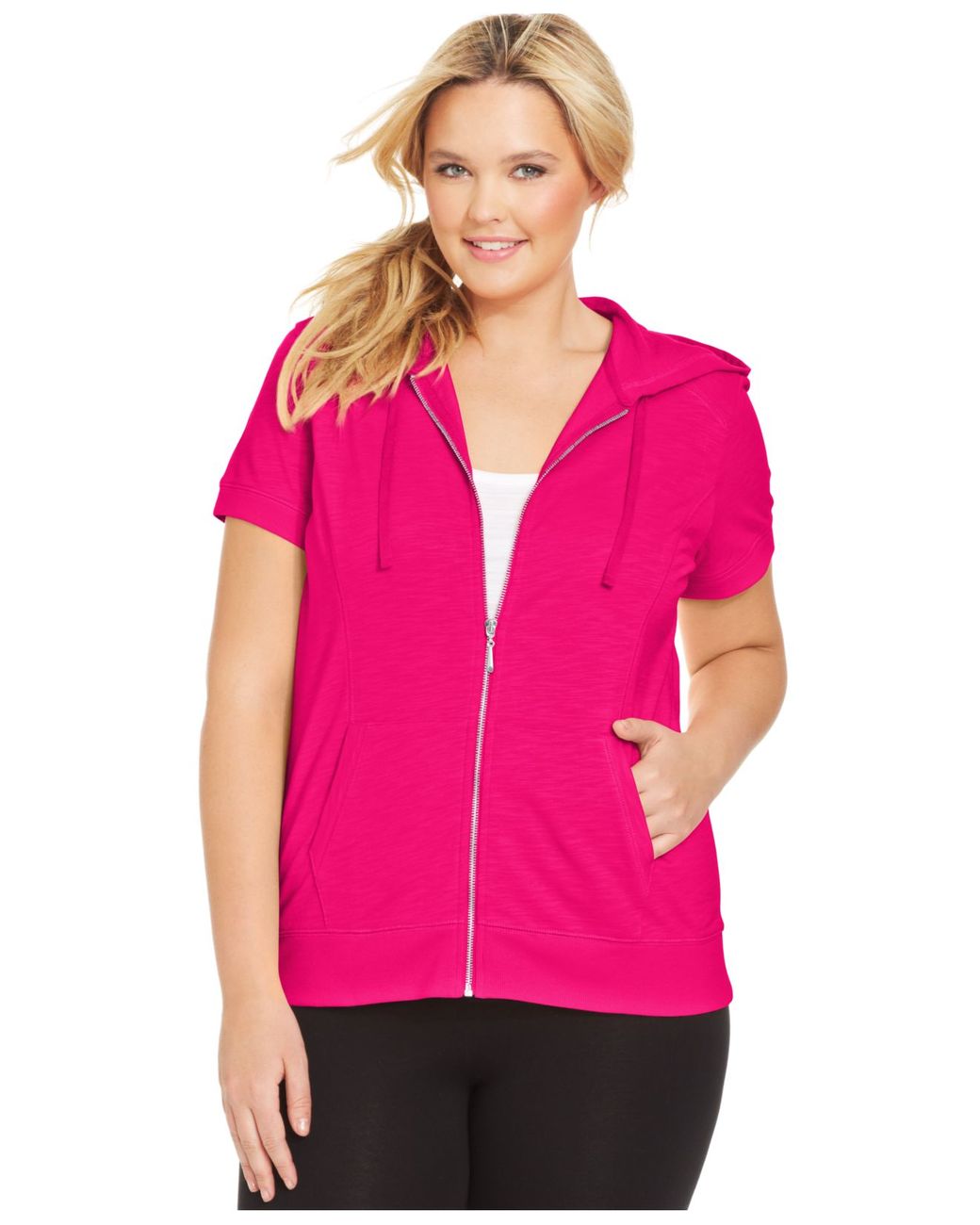 Short sleeve hoodie sales womens plus size
