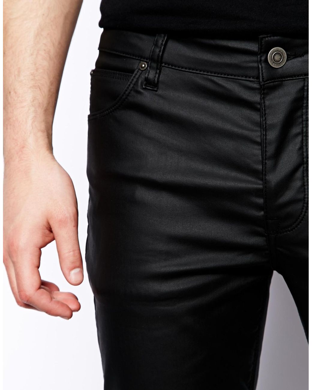 ASOS Skinny Jeans In Leather Look in Black for Men | Lyst