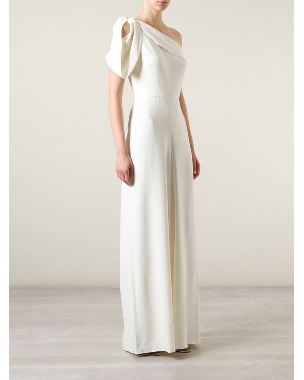 Alexander McQueen One-Shoulder Evening Gown in White | Lyst