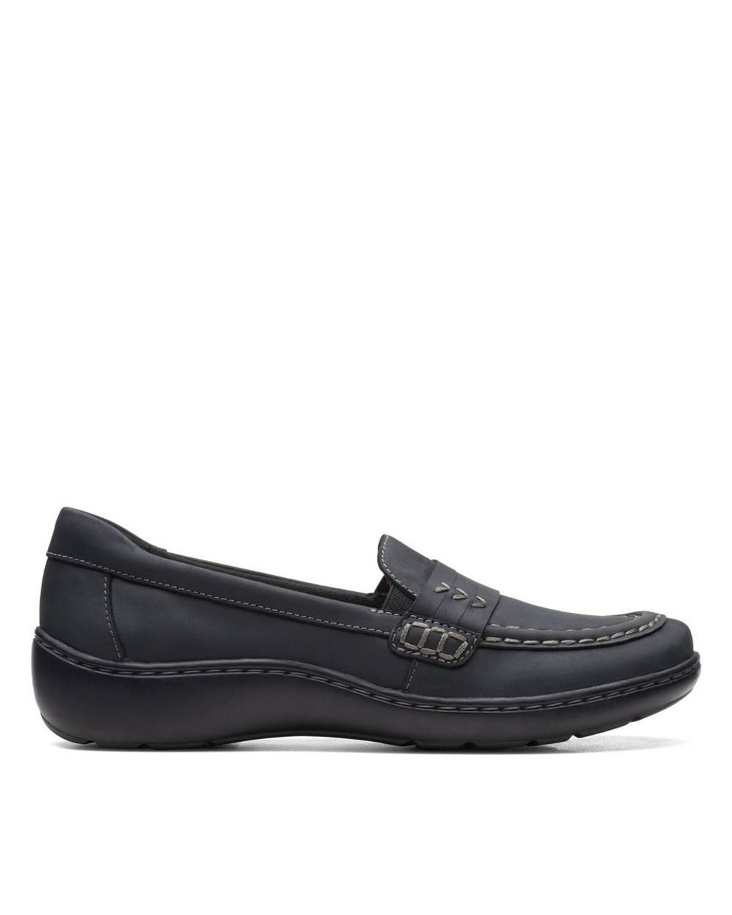 Clarks Blue Cora Ashly Leather Loafers, Slip Ons