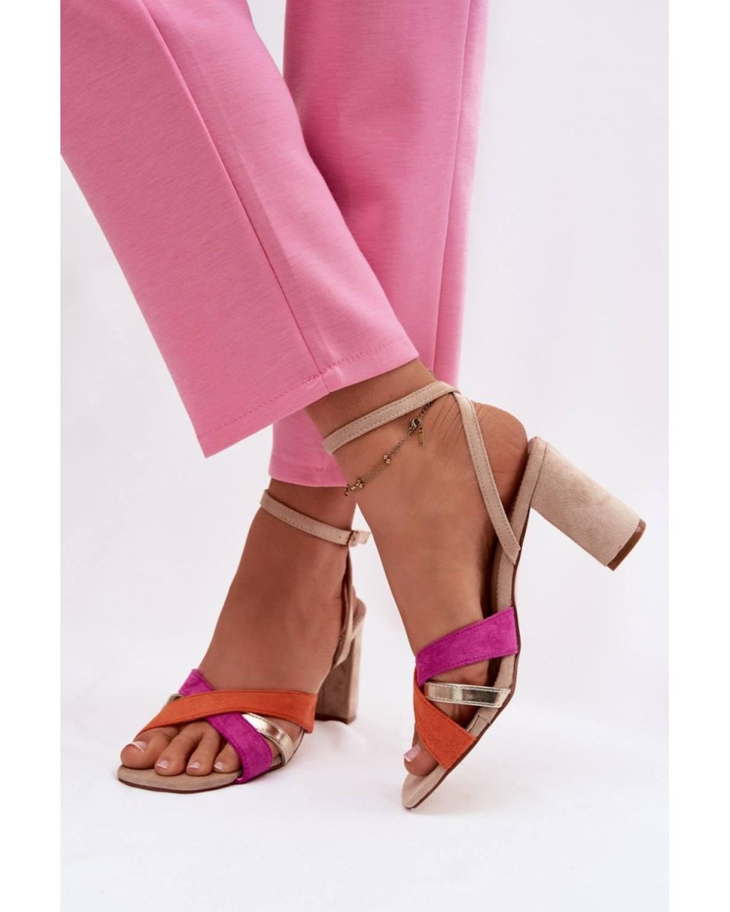 Love Lace Pink Elegant Heel Sandals With Secure Straps For Everyday Wear