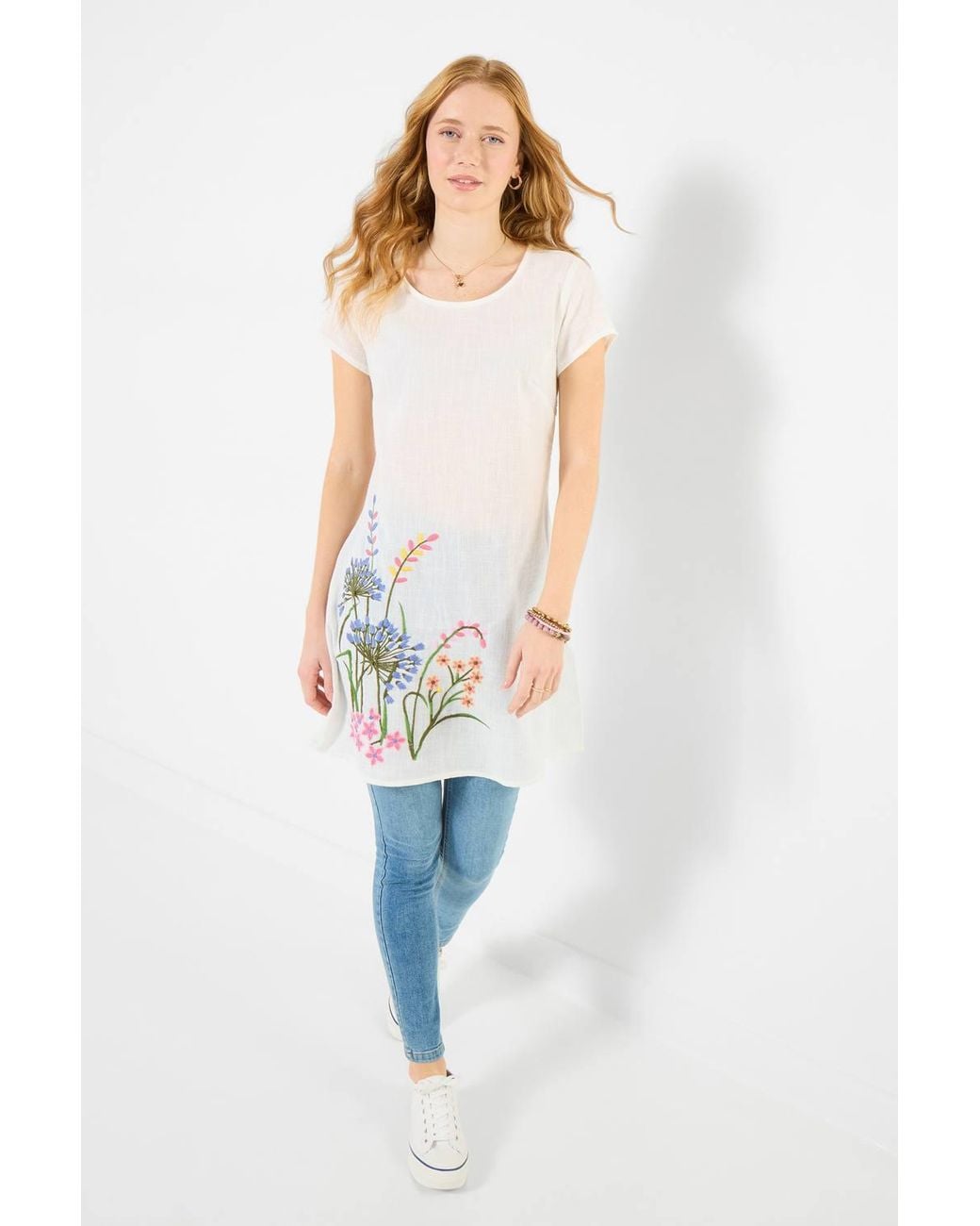 Joe Browns Blue Embroidered Floral Meadow Tunic