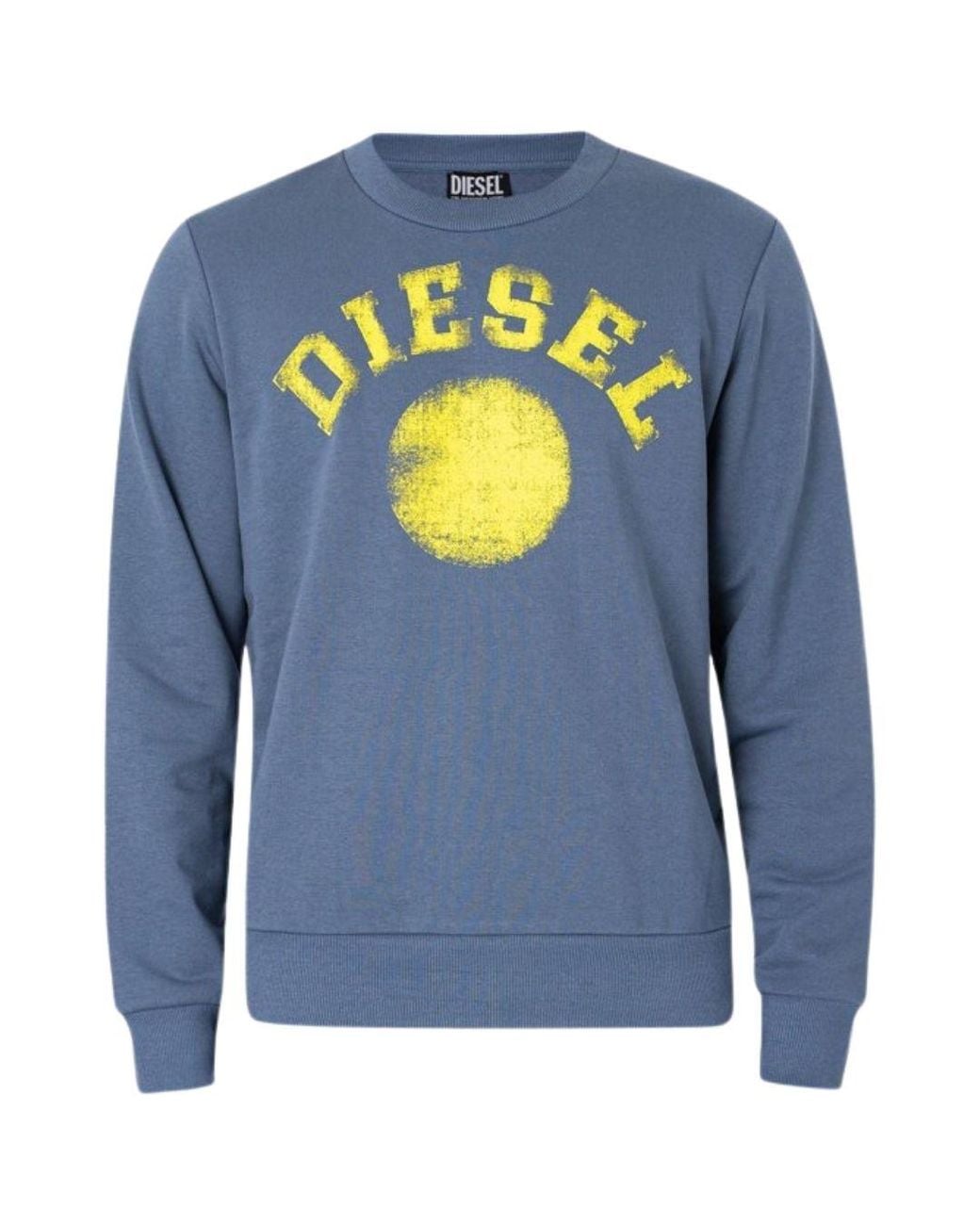 DIESEL Blue Distressed Dot Logo Sweatshirt for men