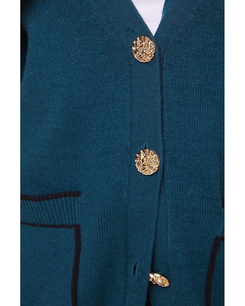 Wallis Blue Tipped Button Through Cardigan Viscose