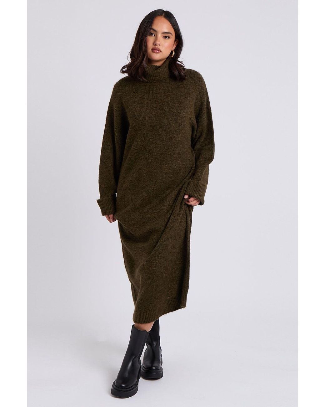 Urban Bliss Brown Roll Neck Maxi Dress
