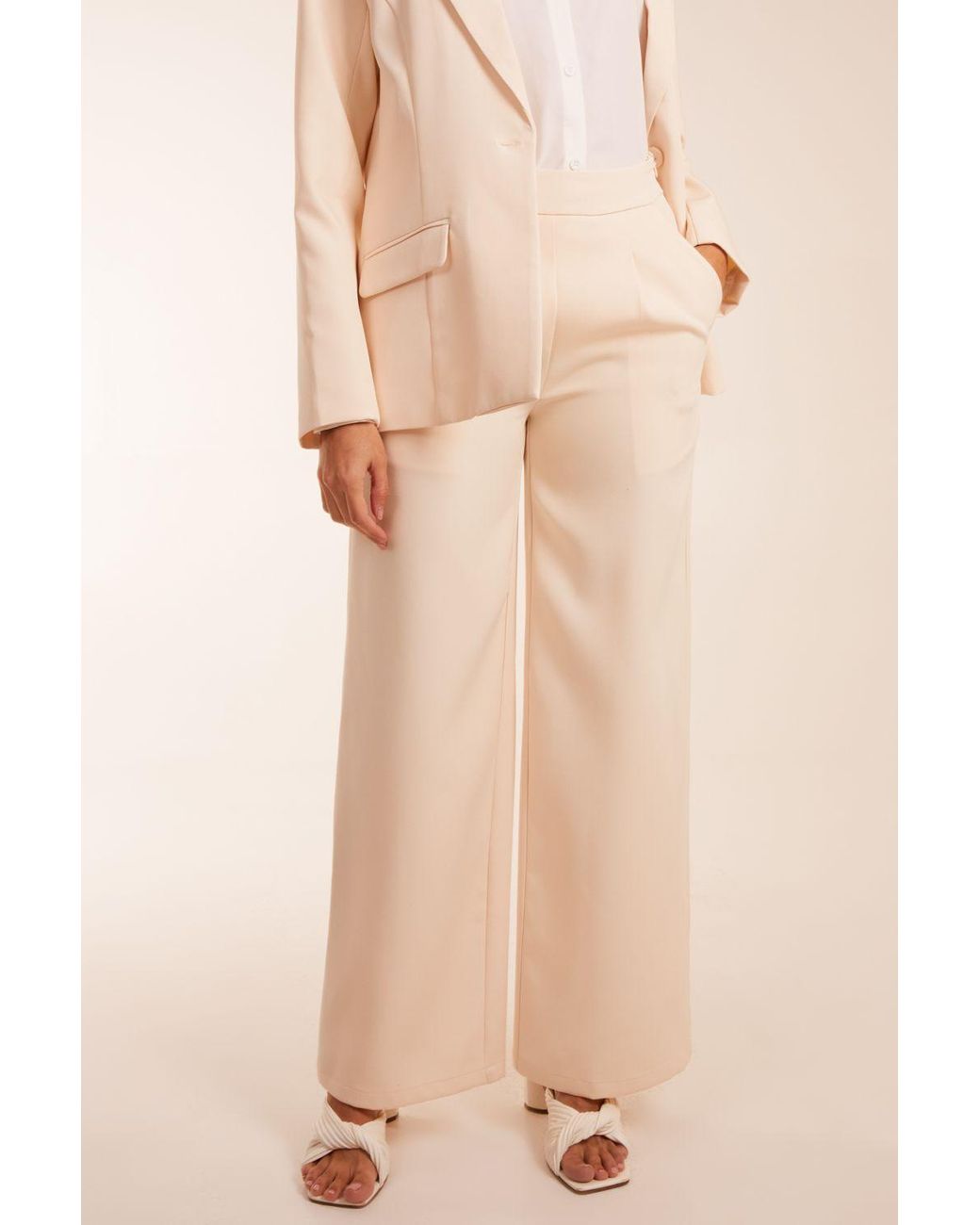 Blue Vanilla Natural Wide Leg Suit Trousers