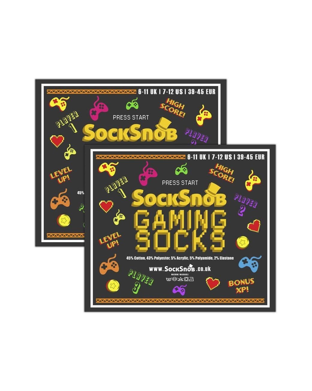 Sock Snob Blue 6 Pairs Retro Gaming Socks Cotton Rich Arcade Gamer Novelty Gift for men