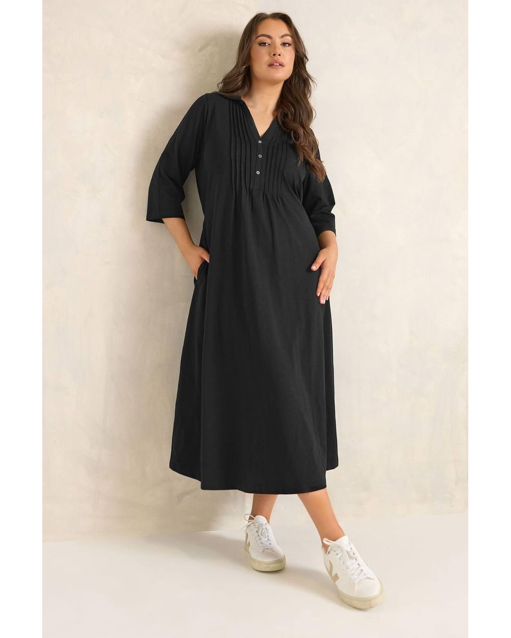 Evans Black Henley Cotton Dress