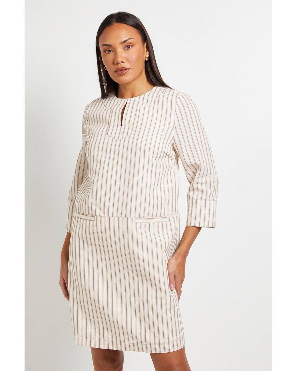 PRINCIPLES Natural Trapeze Stripe Tunic Dress