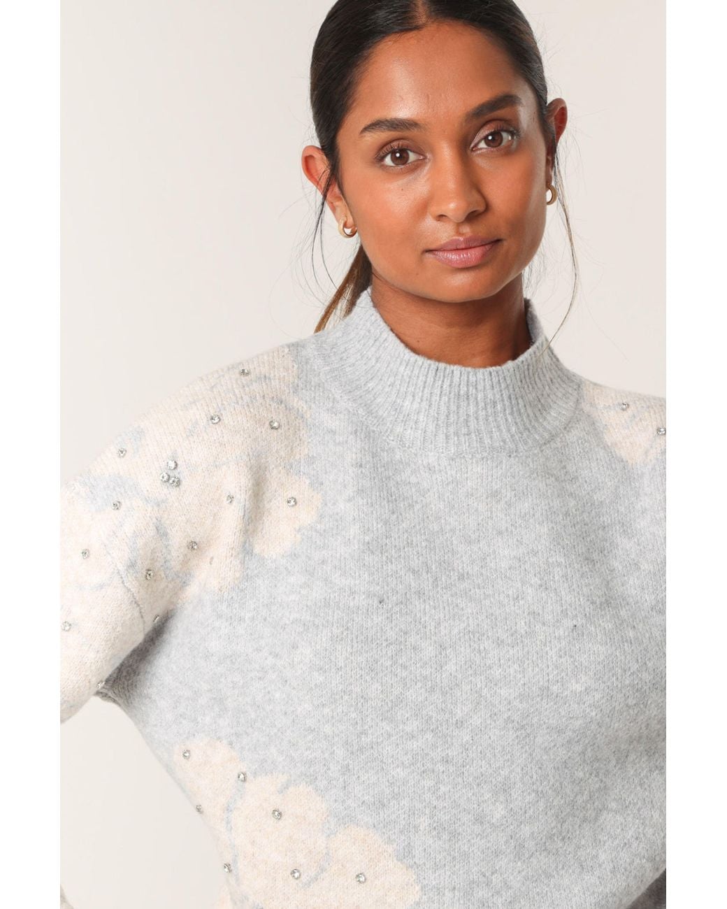 Blue Vanilla White Long Sleeve Round Neck Jumper