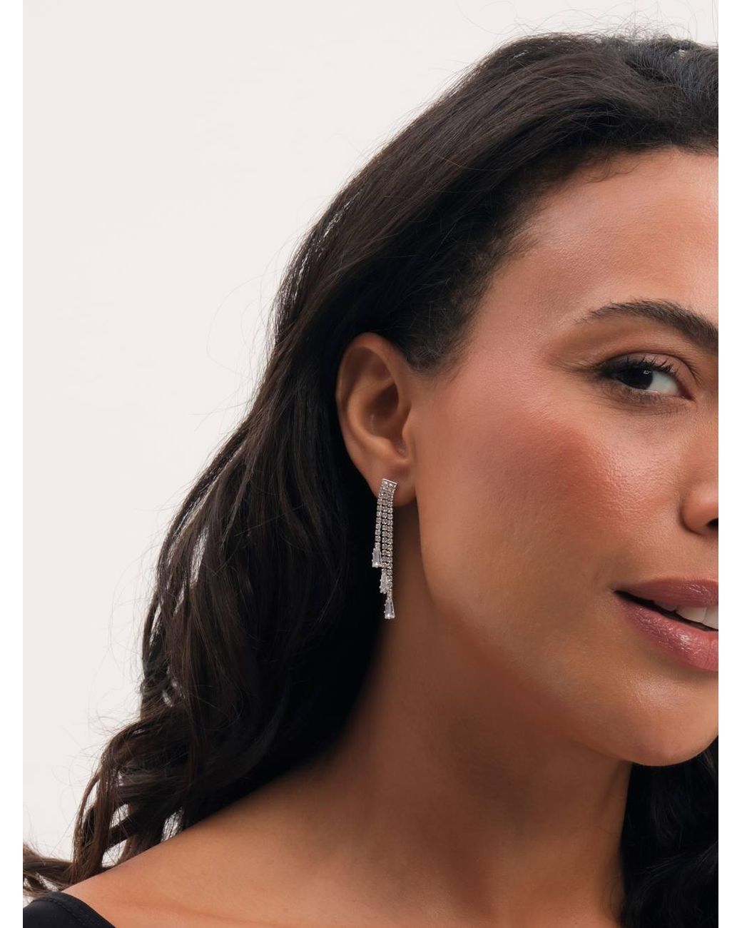 Jon Richard Metallic Rhodium Plated & Crystal Drop Earrings