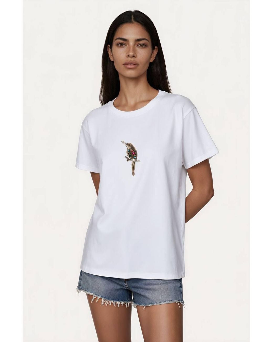 Msn-Collection White Cotton T-Shirt