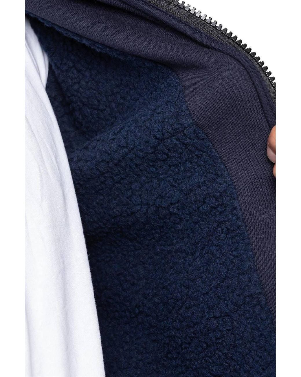 Enzo Blue Regular Fit Sherpa Lined Hoodie for men
