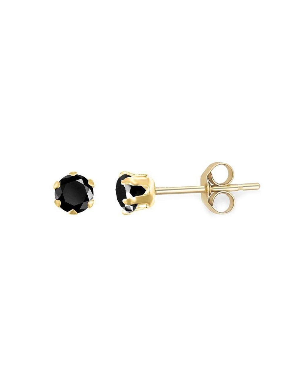 Jewelco London Black 9Ct Cz Solitaire Claw Set Stud Earrings, 3Mm 0.20Cts