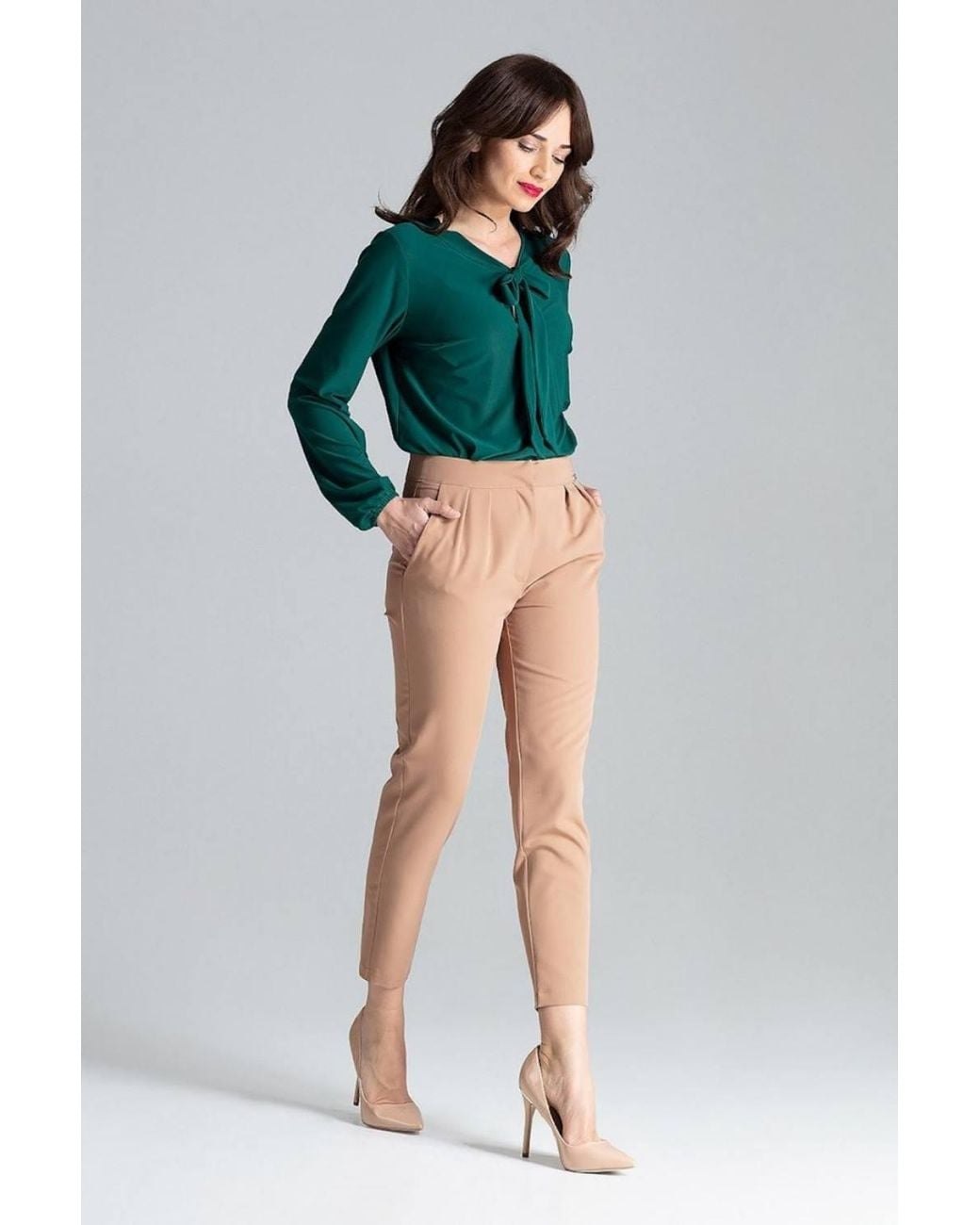 Love Lace Blue Cigarette Pleated Zip Front Pocket Pants