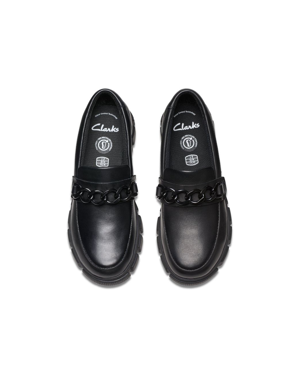 Clarks Black Evyn Walk Kid Leather Loafers, Slip Ons, School Shoes