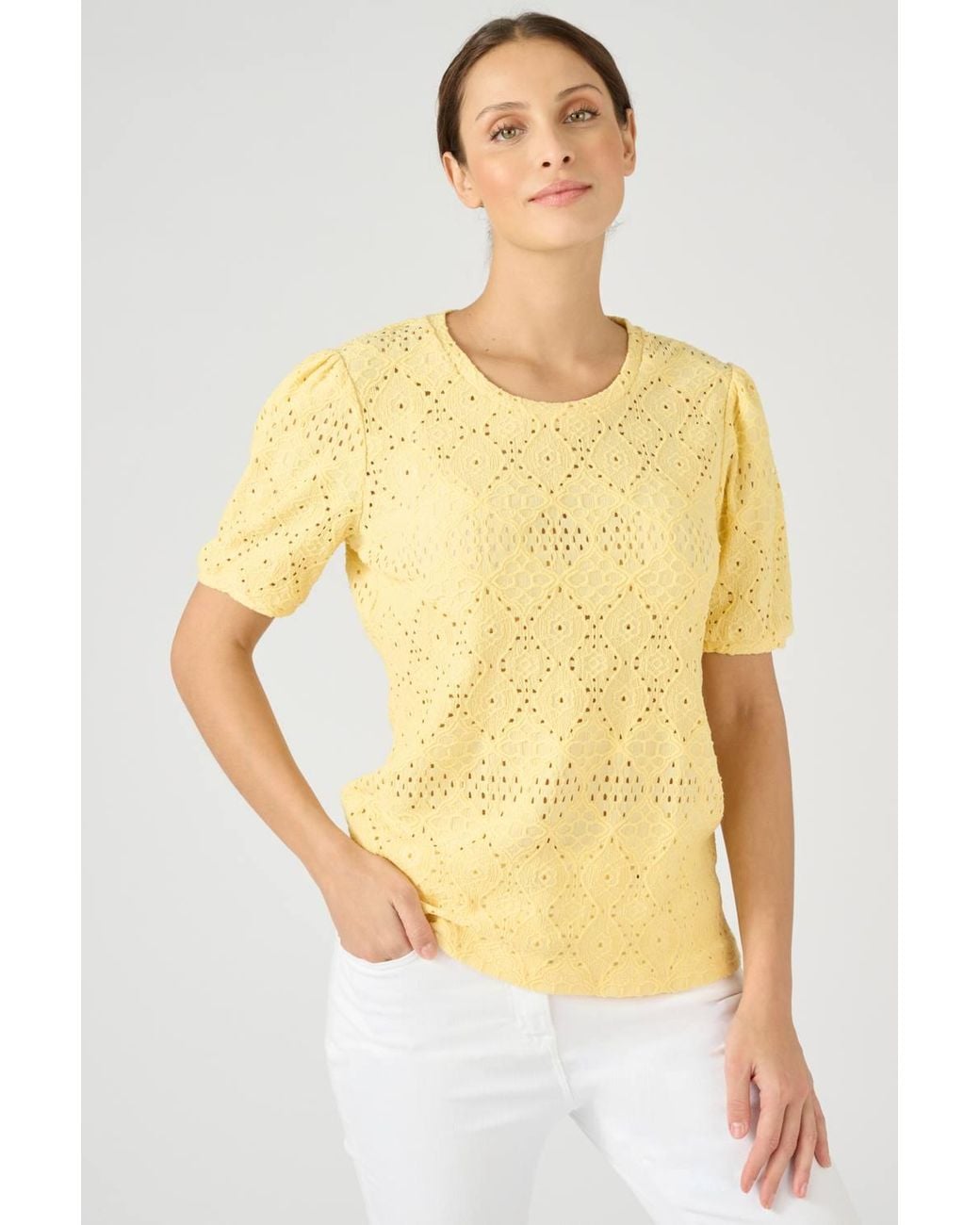 DAMART Yellow Detailed Short Sleeve Top