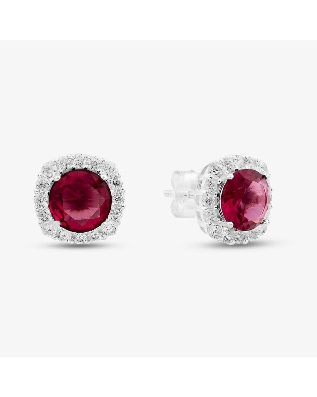 T.H.Baker Red Sterling Rhodium Plated & Cz Stud Earrings 8.57.0046