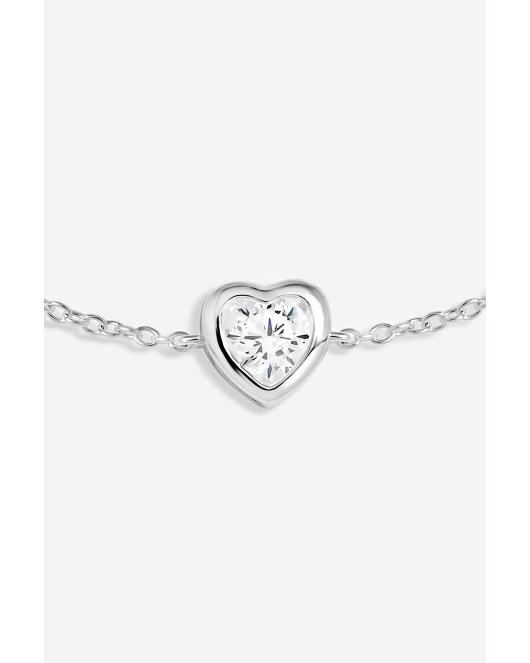 Simply Silver White Sterling Plated Bezel Heart Bracelet