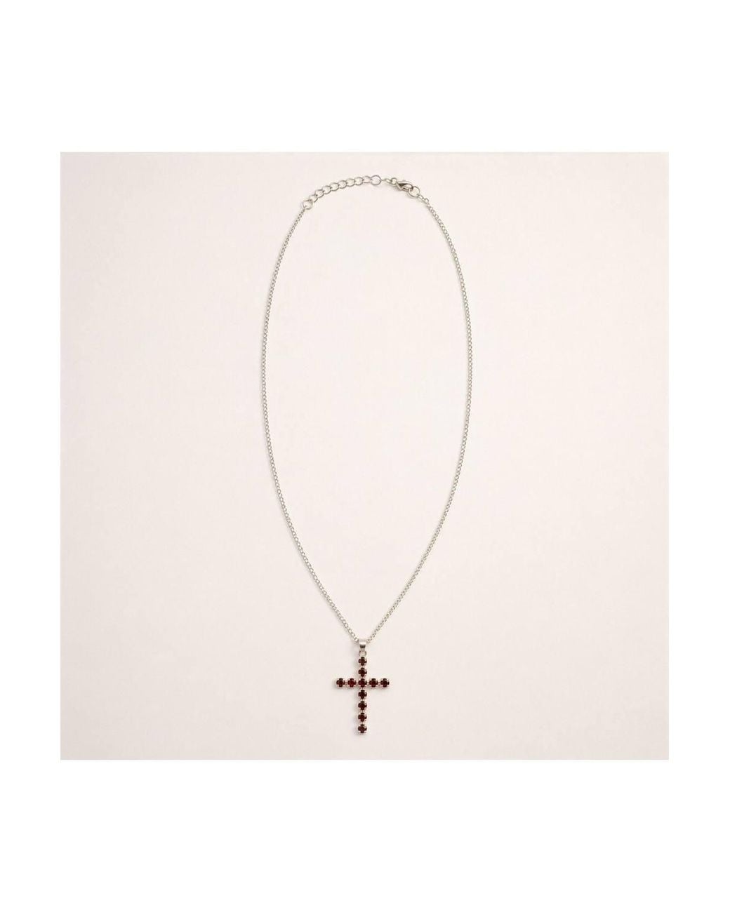 KDMD Red Plated Garnet Crucifix Pendant