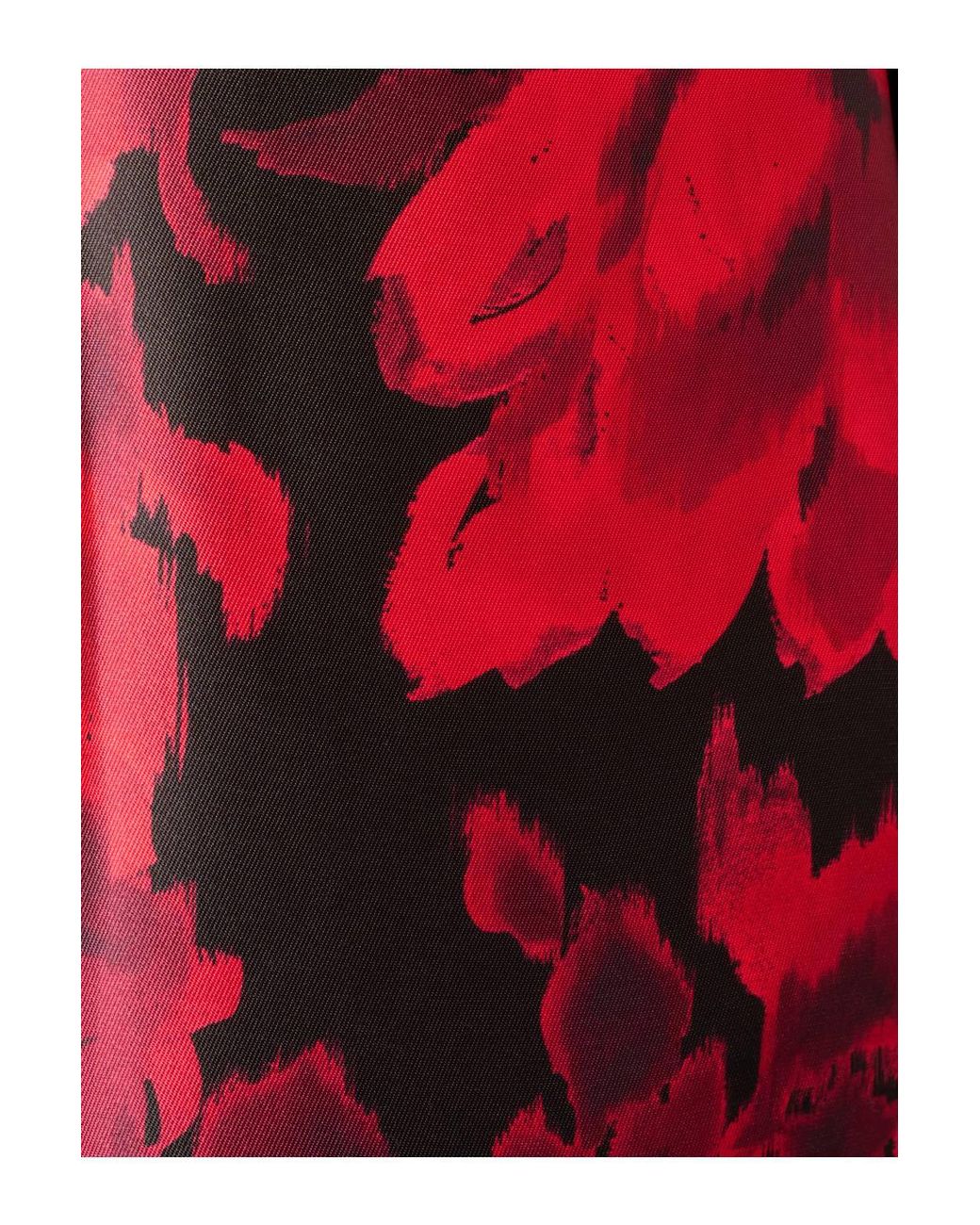 Adrianna Papell Red Boat Neck Printed Tea Dress