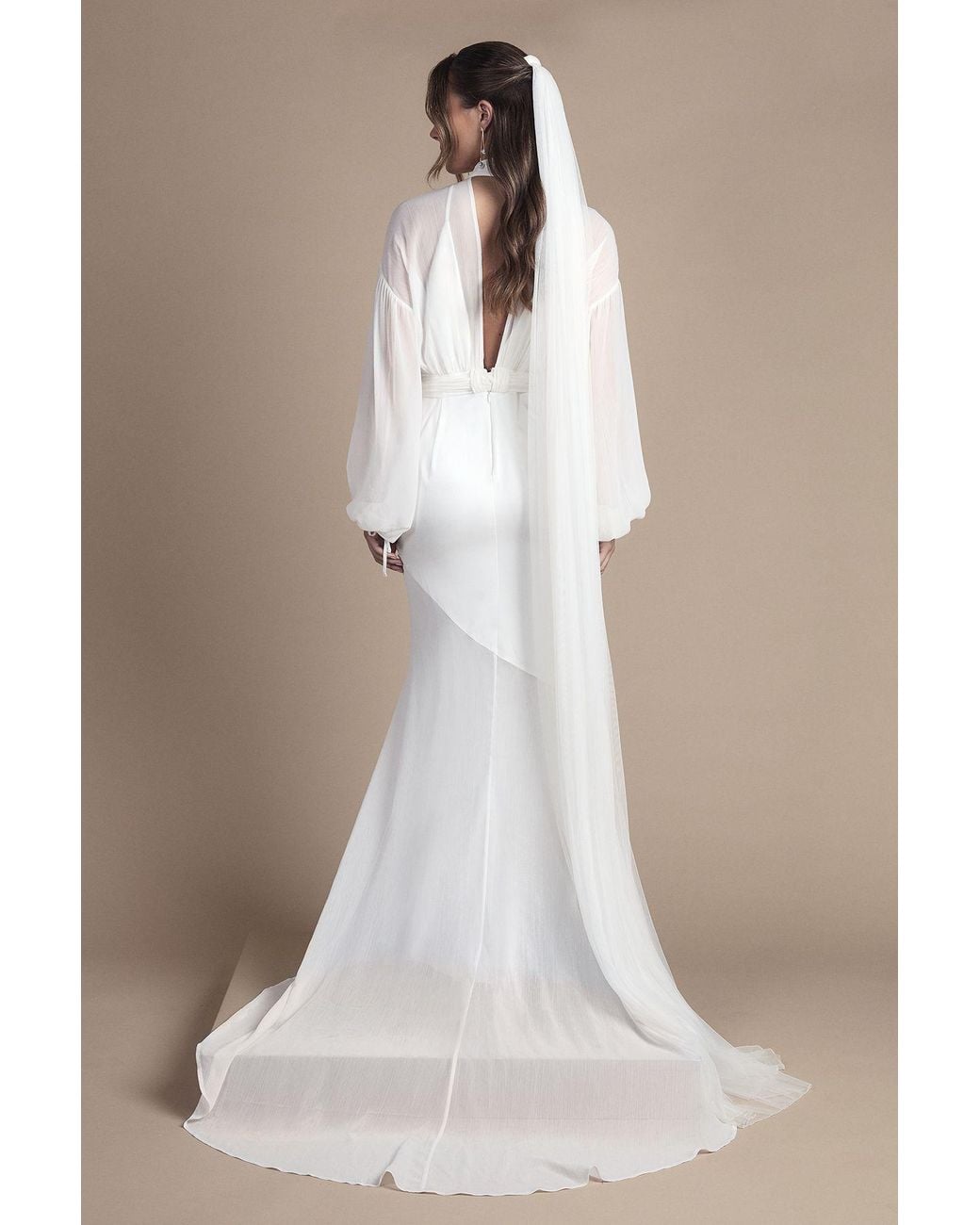 Coast Black Chiffon Overlay Bohemian Long Sleeve Maxi Wedding Dress