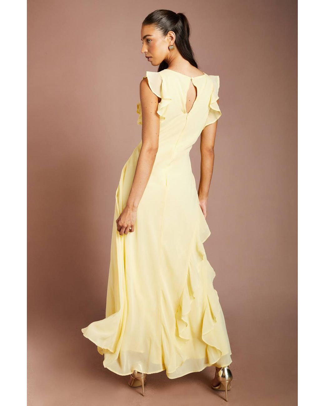 Coast Natural Honoured Ruffle Georgette Maxi Bridesmaid Dress