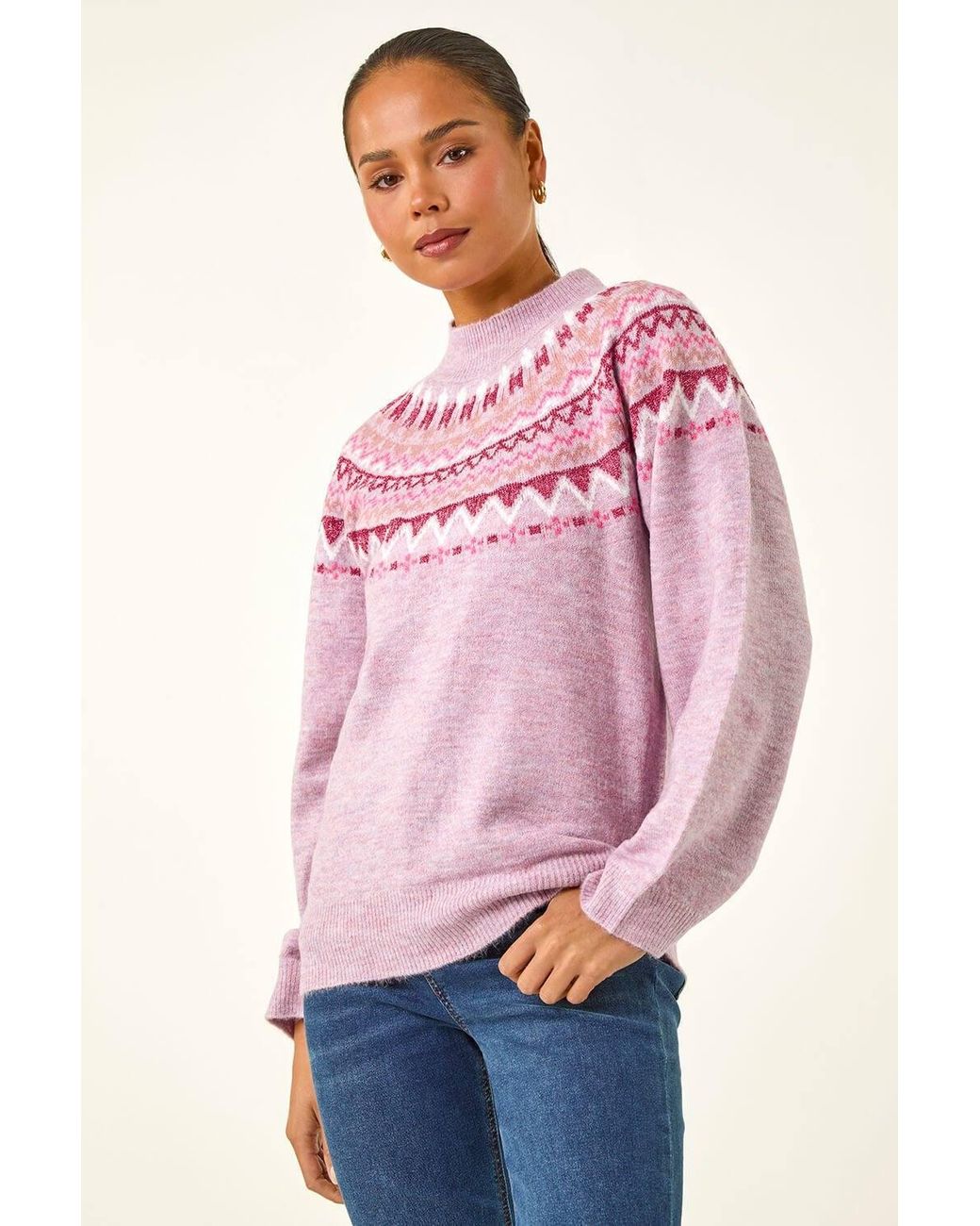 Roman Pink Petite Fairisle Knit Jumper