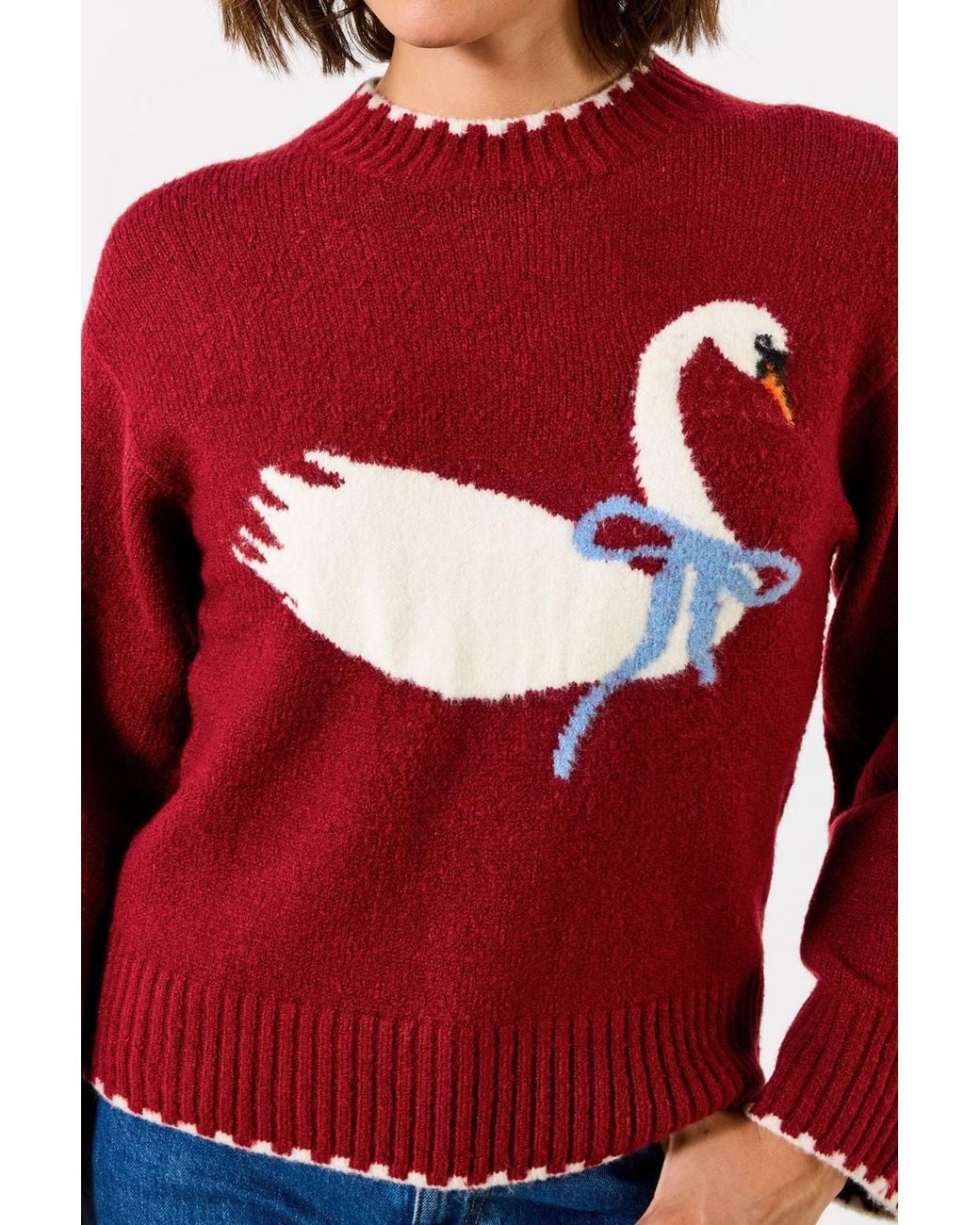 Joe Browns Red Make A Statement Swan Jumper