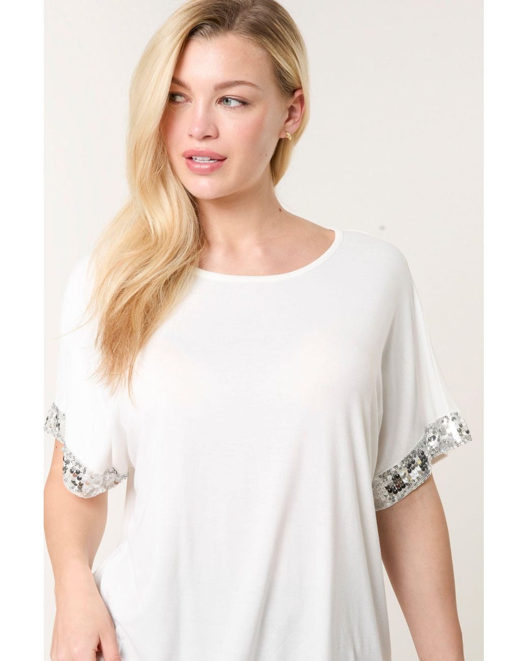 Blue Vanilla White Short Sleeve Round Neck Top