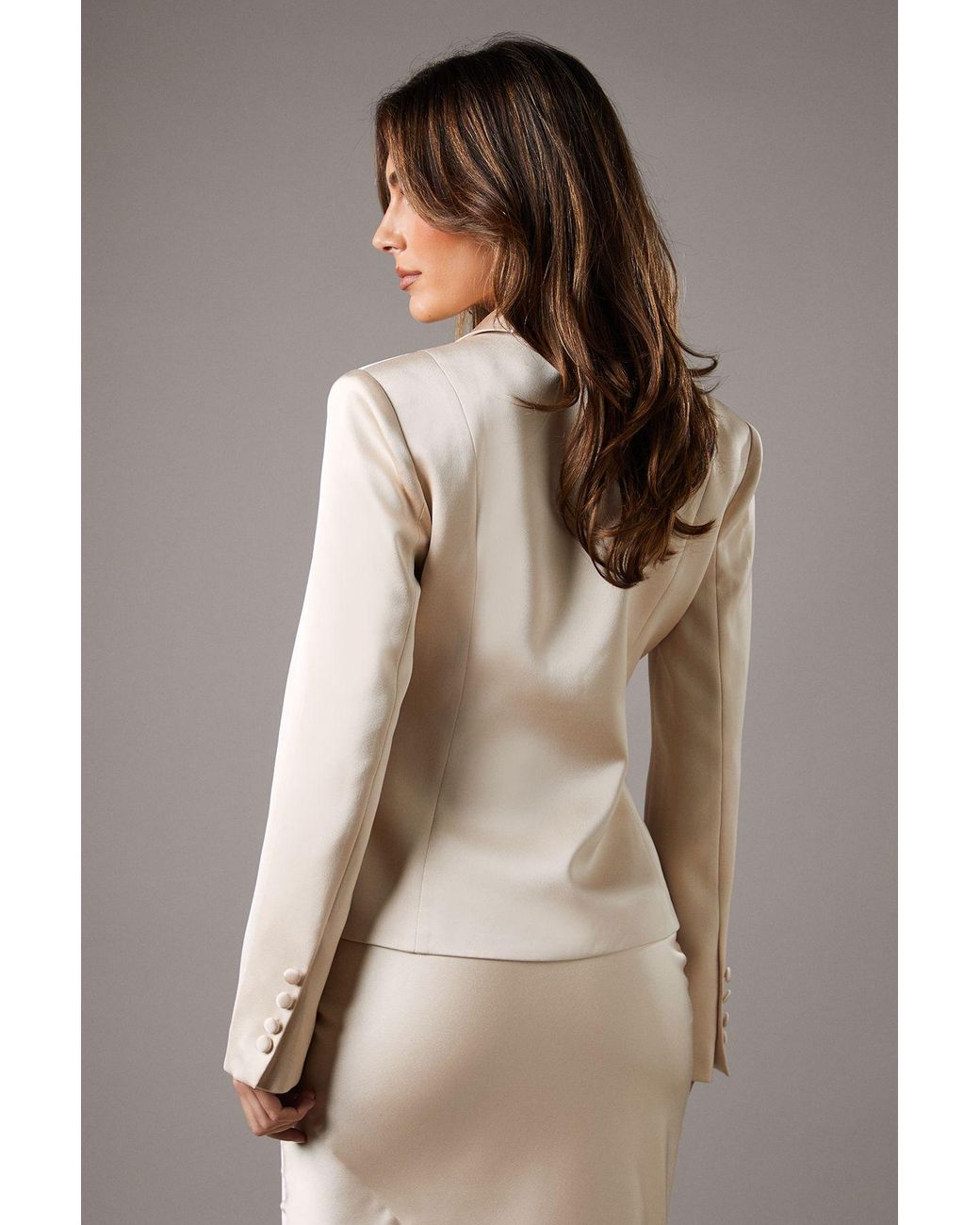 Coast Natural Waisted Jacket With Satin Lapel