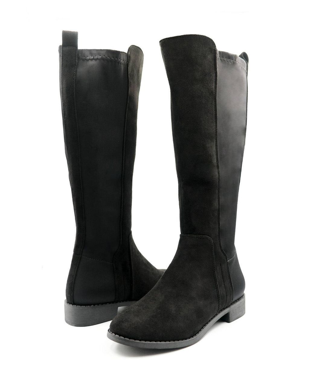 Where's That From Black 'Jirelle' Round Toe Knee High Boots With Side Zip Closure