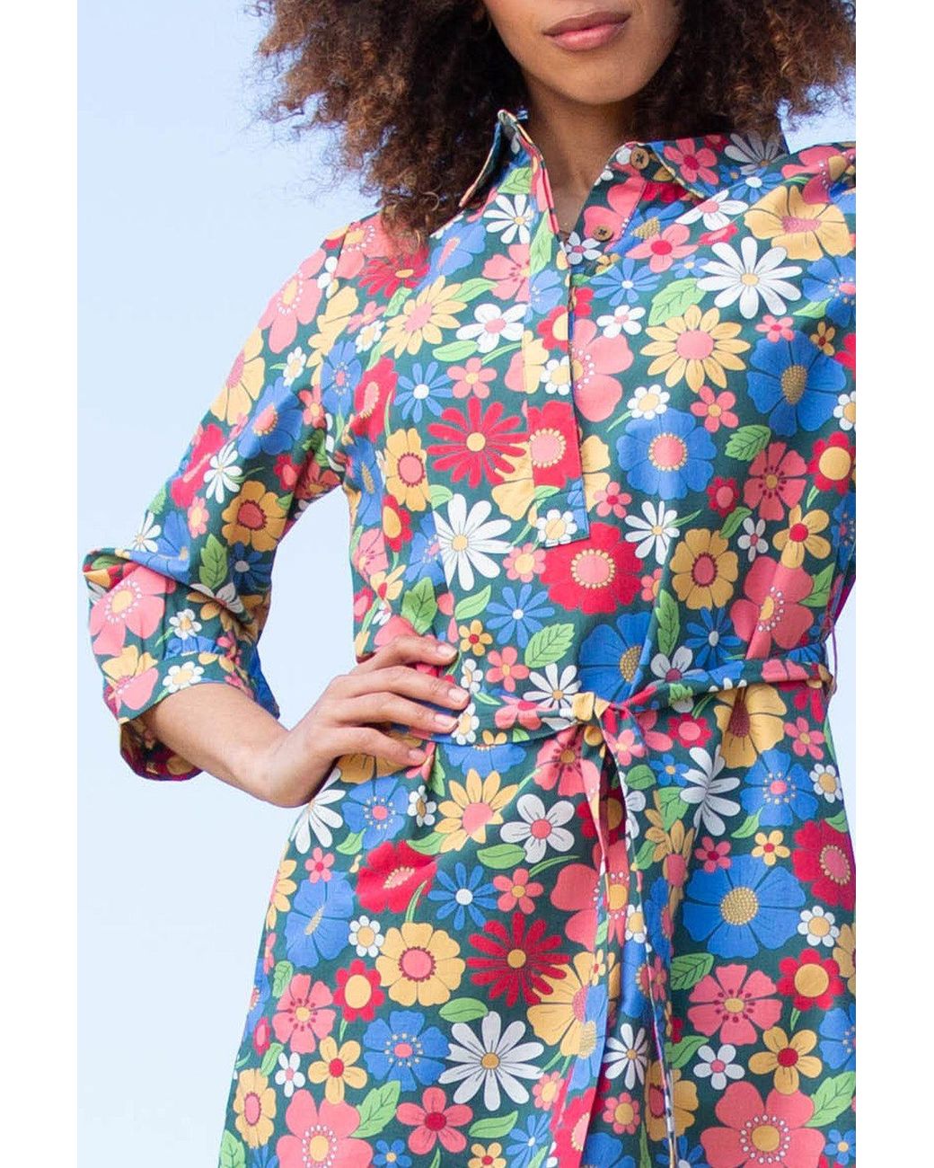 Kite Multicolor Morcombelake 3/4 Sleeve Poplin Dress