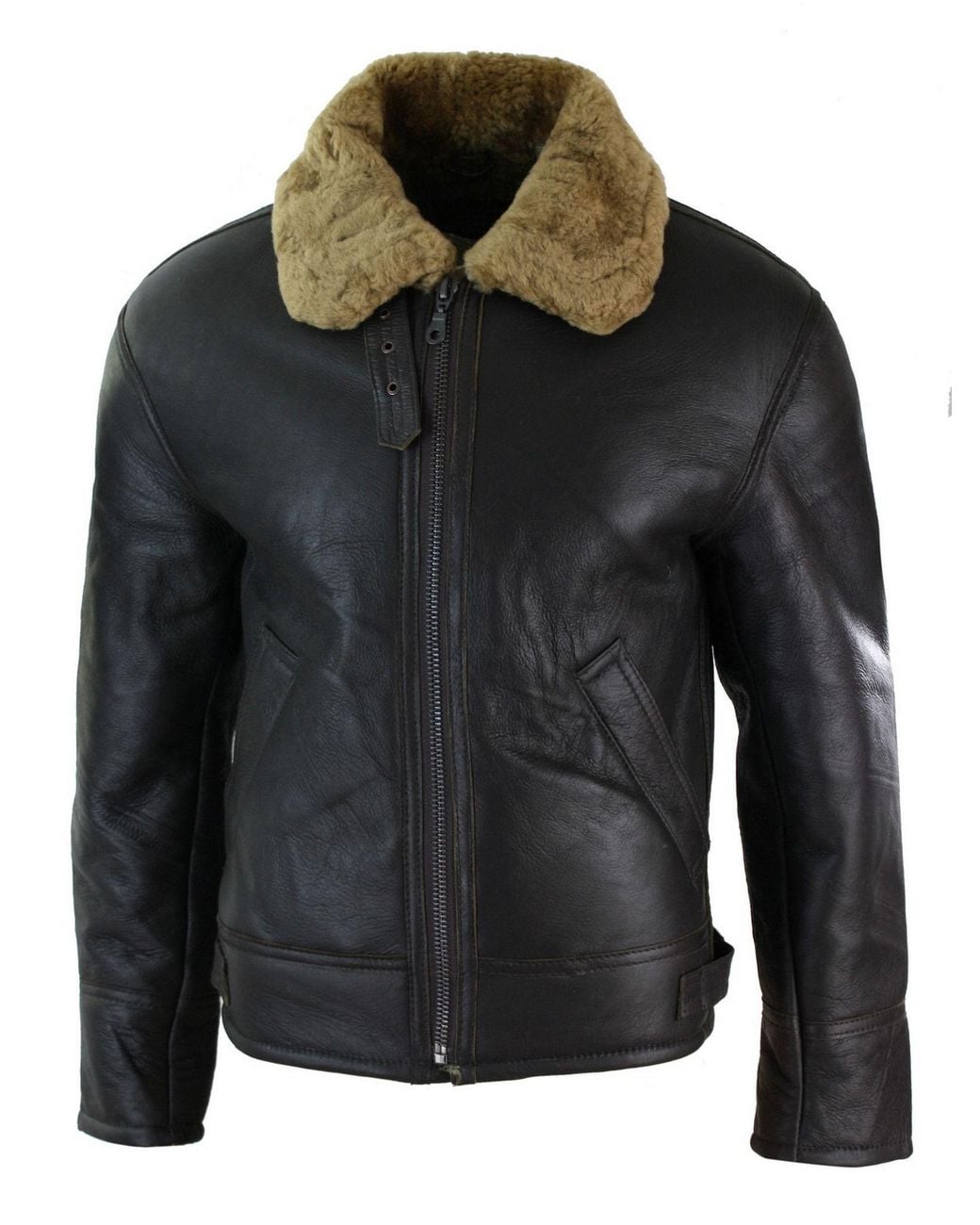 TruClothing Green Sherling Sheepskin Cream B3 Pilot Jacket for men
