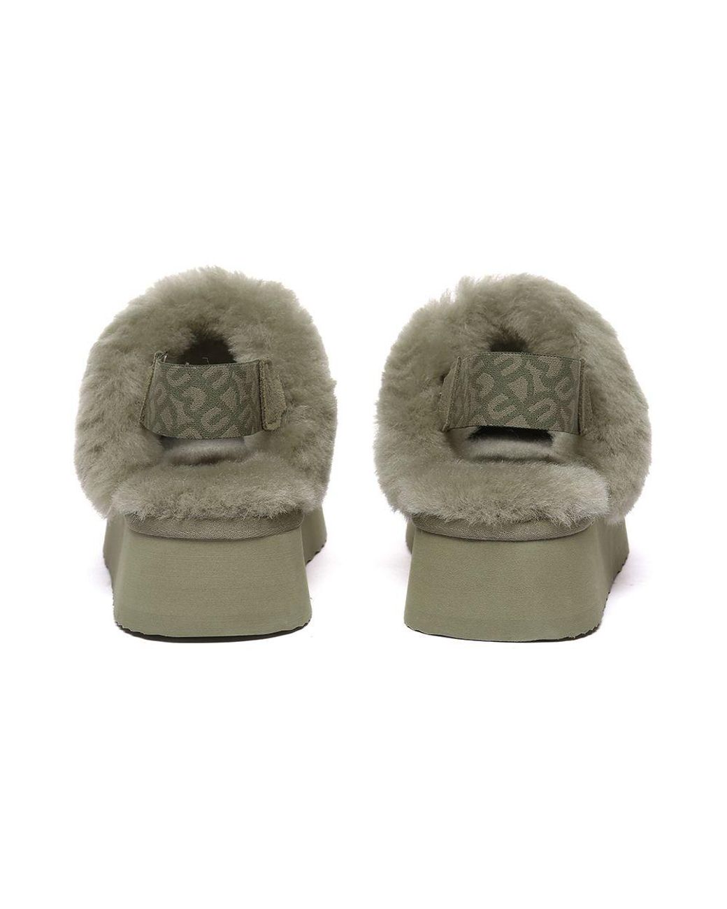 EverAu Australia Green Real Sheepskin Wagtail Removable Strap Platform Slippers With Eva Sole