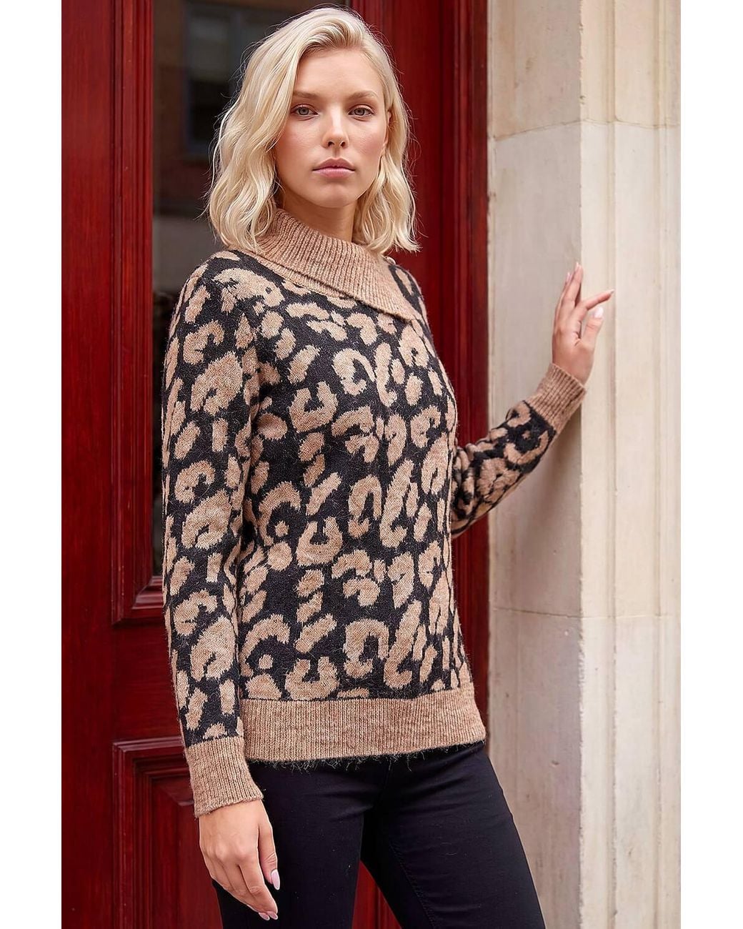 Roman Red Petite Animal Print Knit Jumper