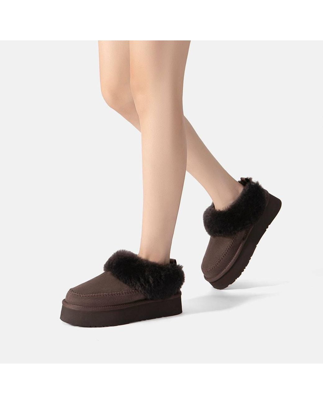 EverAu Australia Brown Sheepskin Wool Pulvara Slippers With Eva Sole