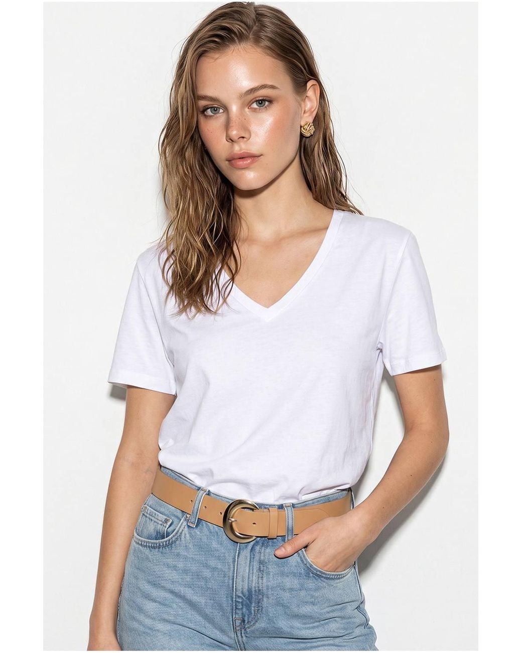 Bianco Lucci White Cotton T-Shirt